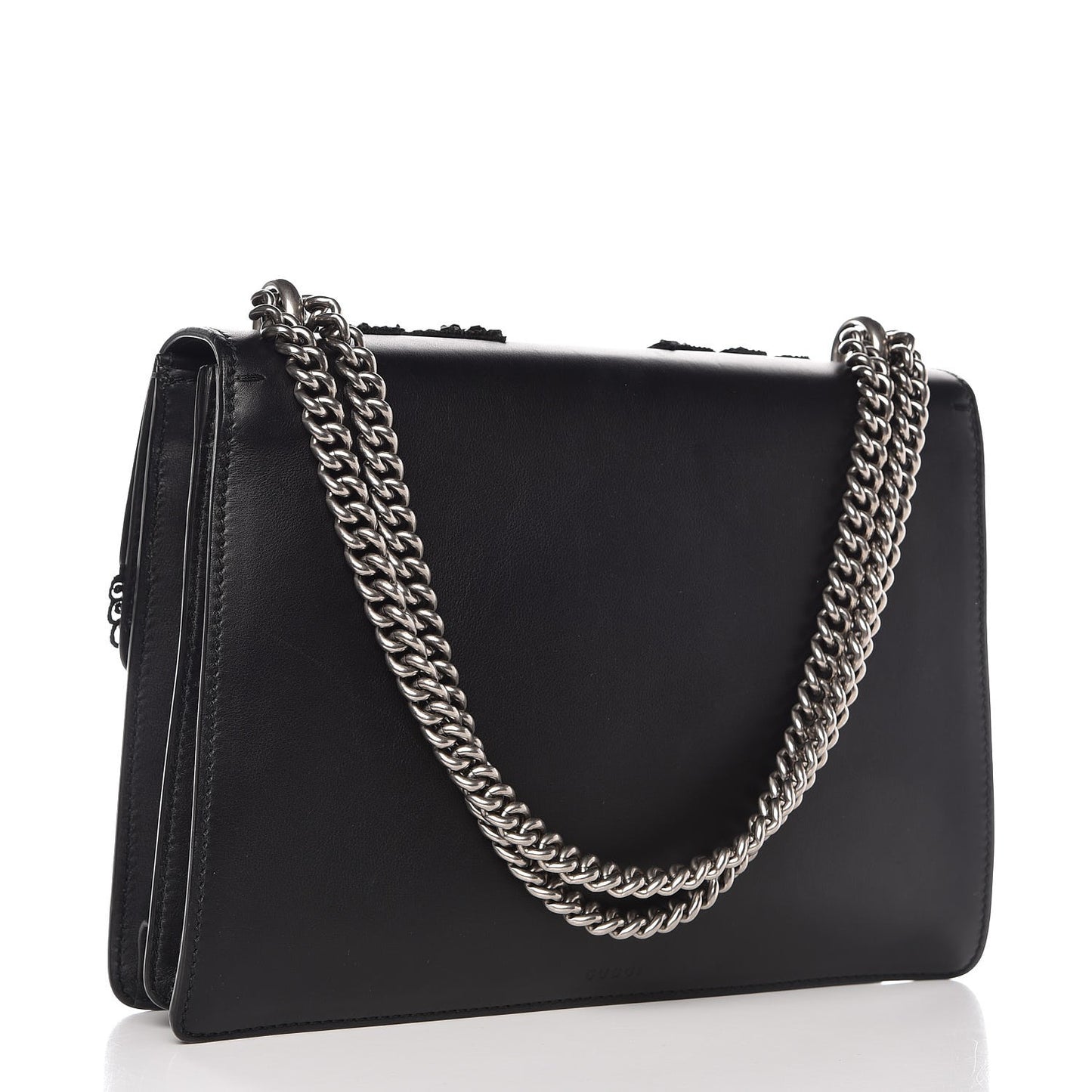 Calfskin Embroidered Medium Dionysus Shoulder Bag Black