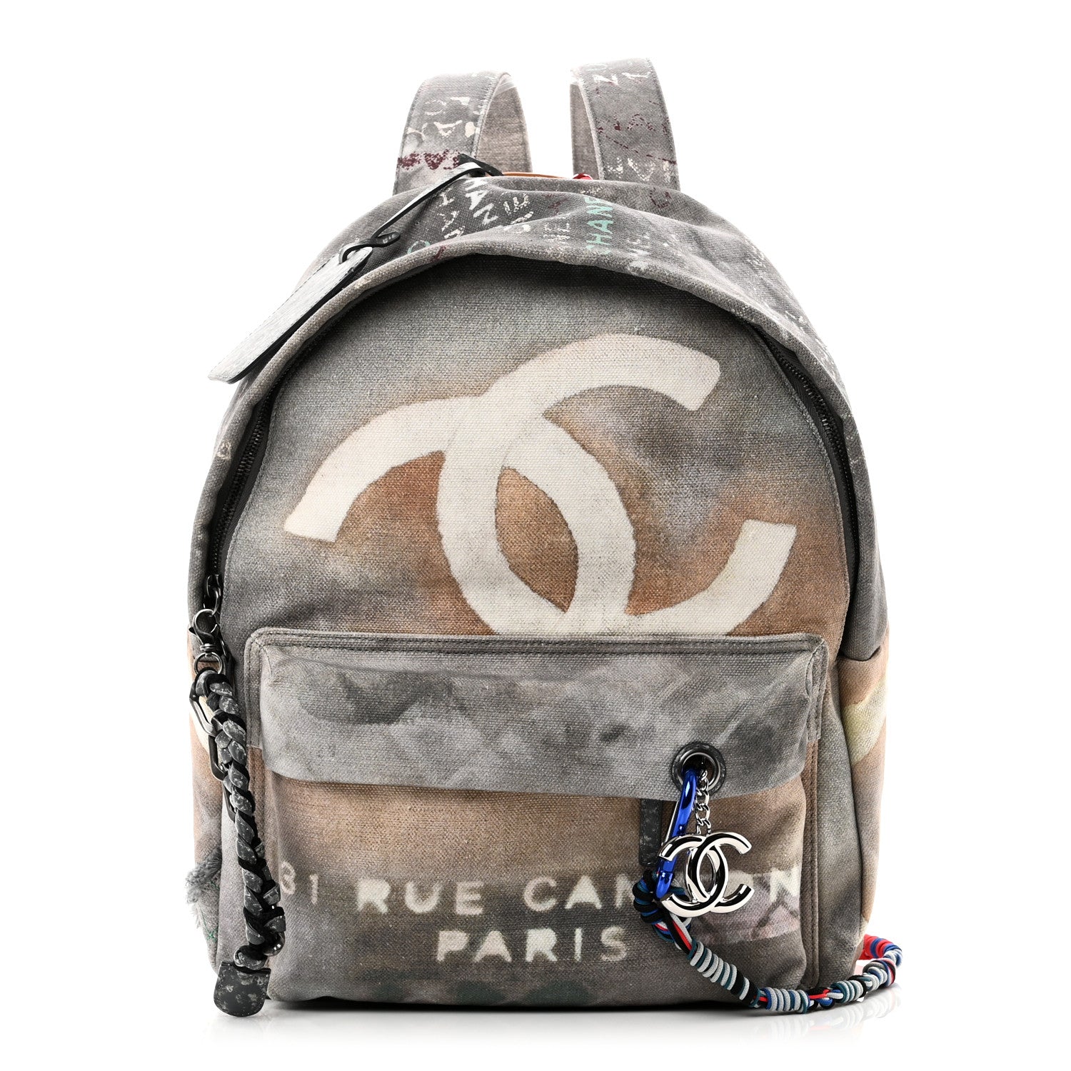 Chanel Graffiti Printed Canvas Medium Backpack Grey 1 of 9