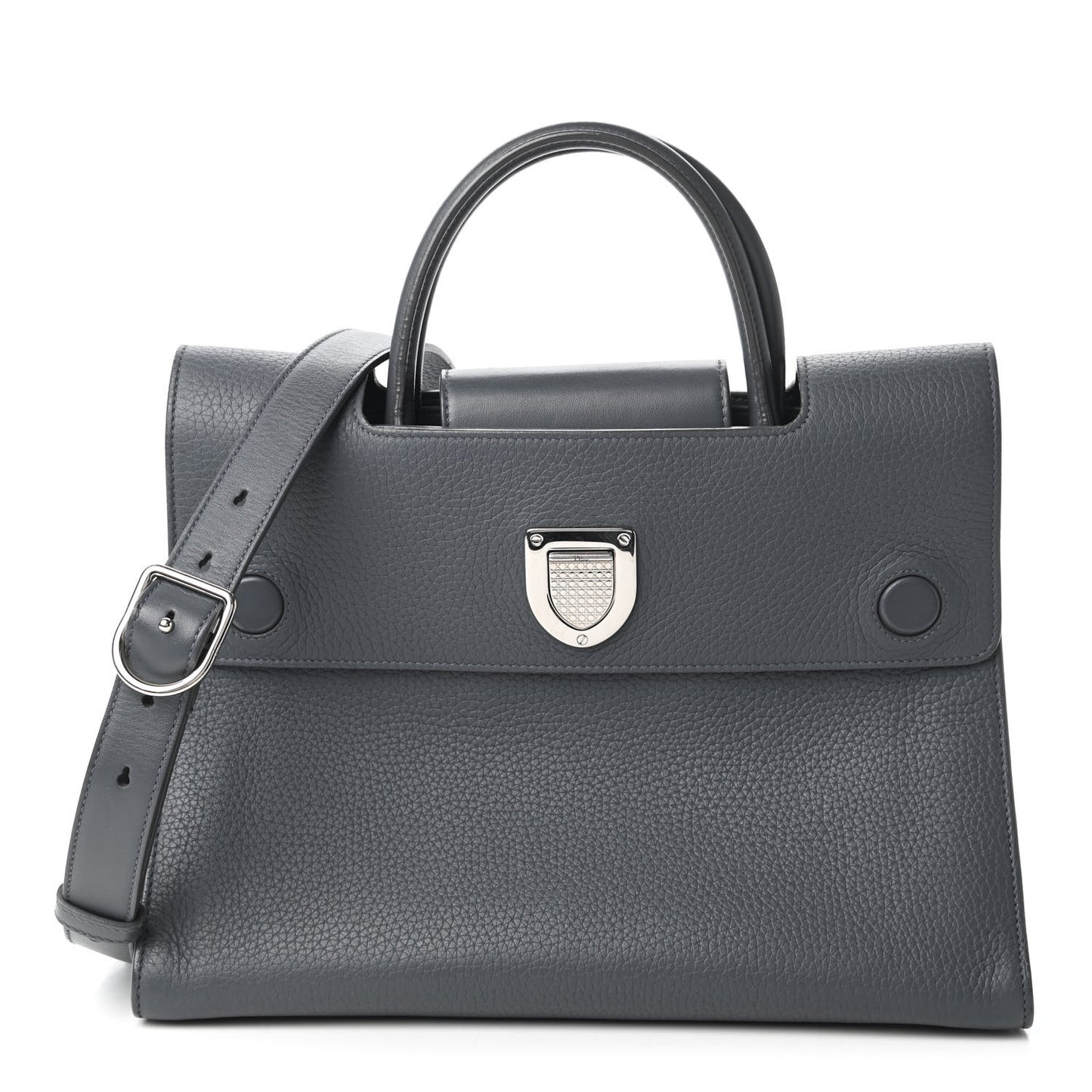 Grained Calfskin Medium Diorever Flap Grey