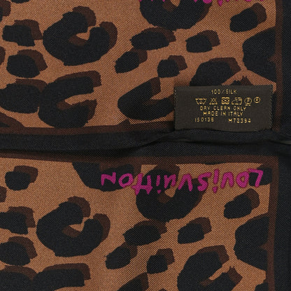 Louis Vuitton Silk Leopard Bandeau Scarf Marron 4 of 4