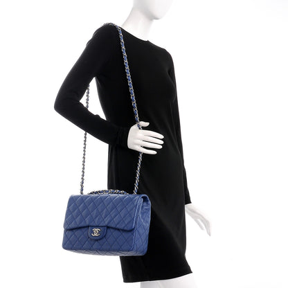 Chanel Washed Caviar Jumbo Single Flap Blue 2 of 8