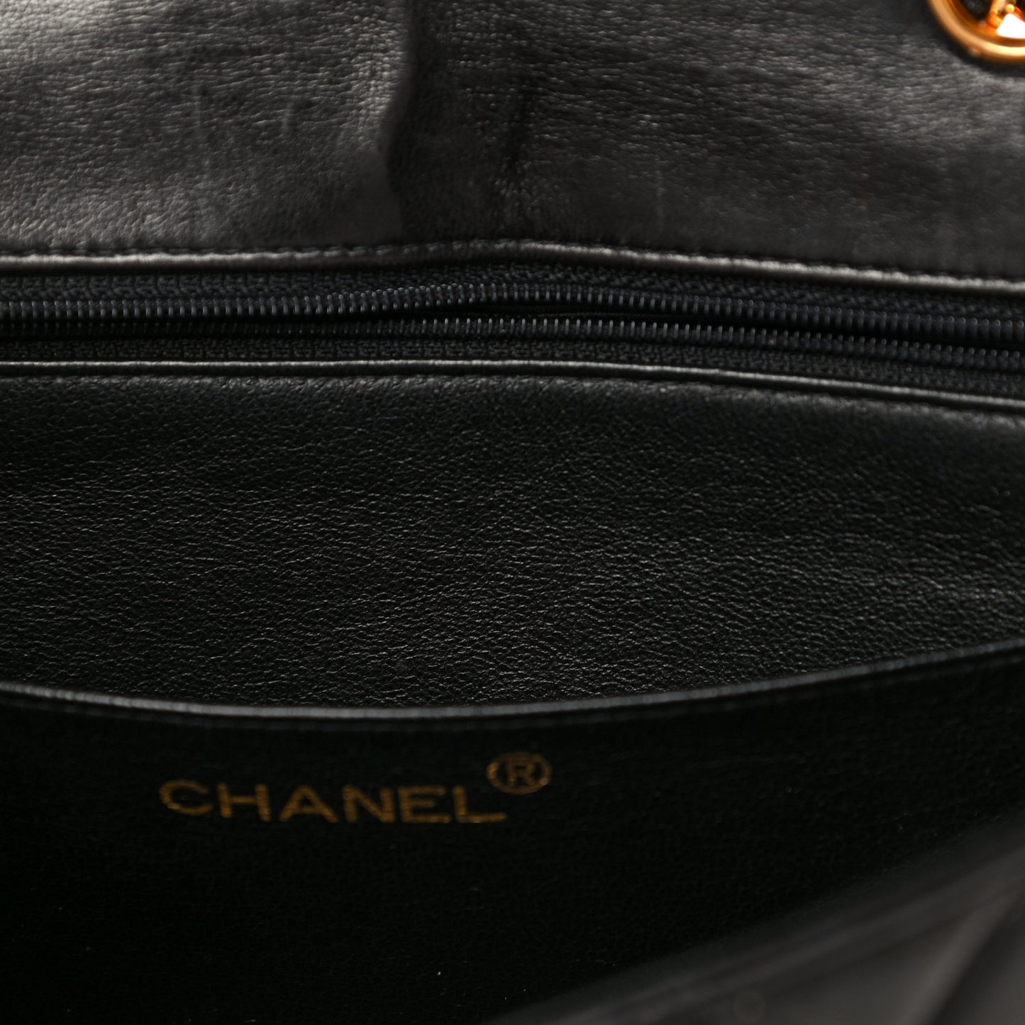 Lambskin Quilted Medium Single Flap Black