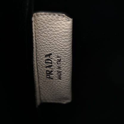 Prada Vitello Daino Soft Medium Dynamique Tote White Black 6 of 14