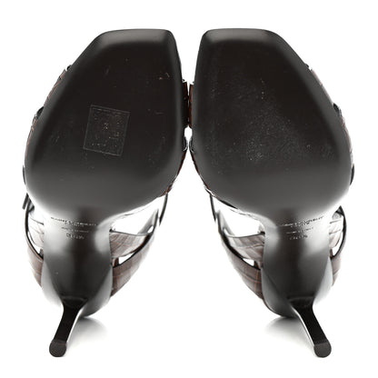 Saint Laurent Calfskin Crocodile Embossed Tribute 105 Sandals 36.5 Moro 6 of 10
