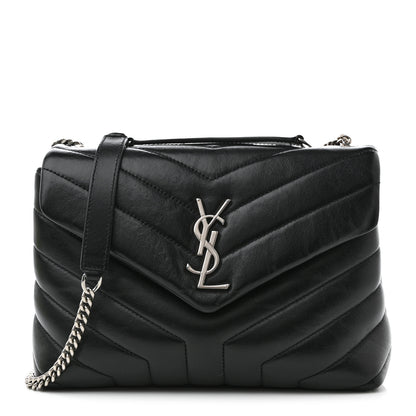 Saint Laurent Calfskin Y Quilted Monogram Small Loulou Chain Satchel Black 1 of 12
