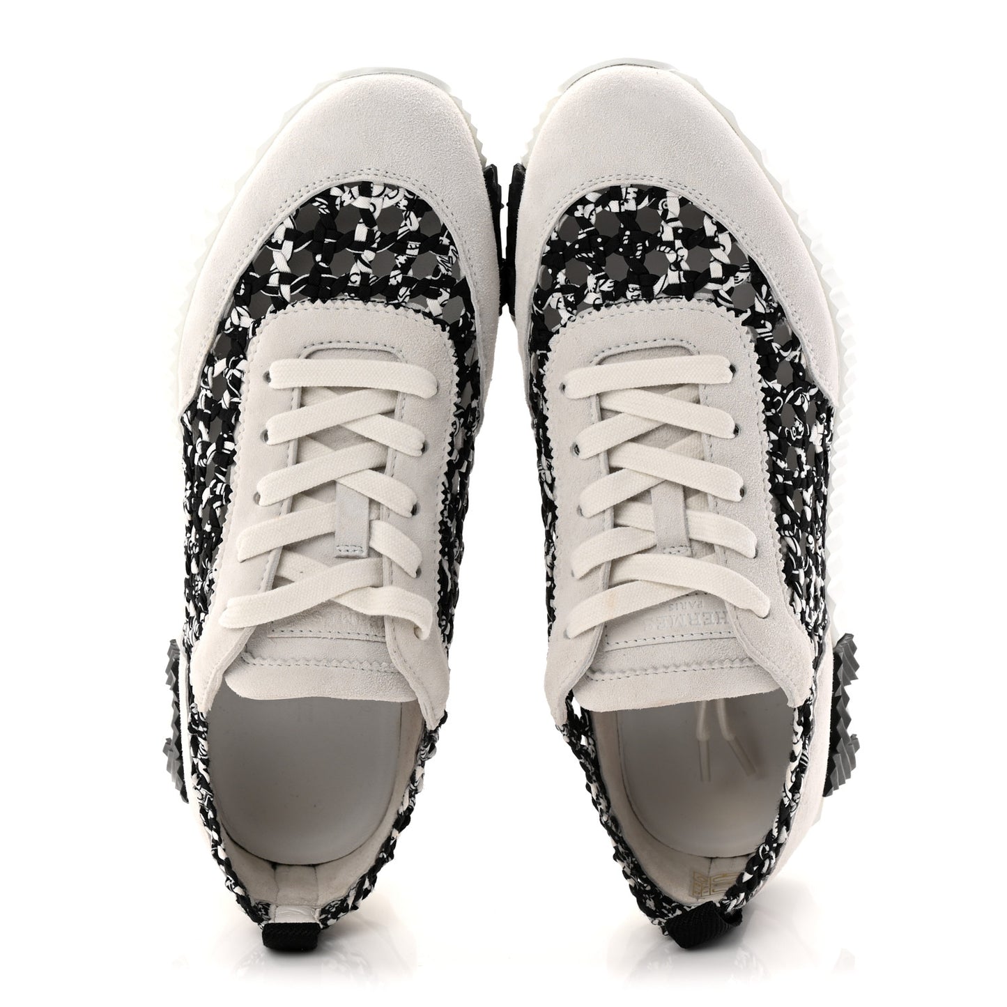 Braided Silk Sneakers 37.5 Black White