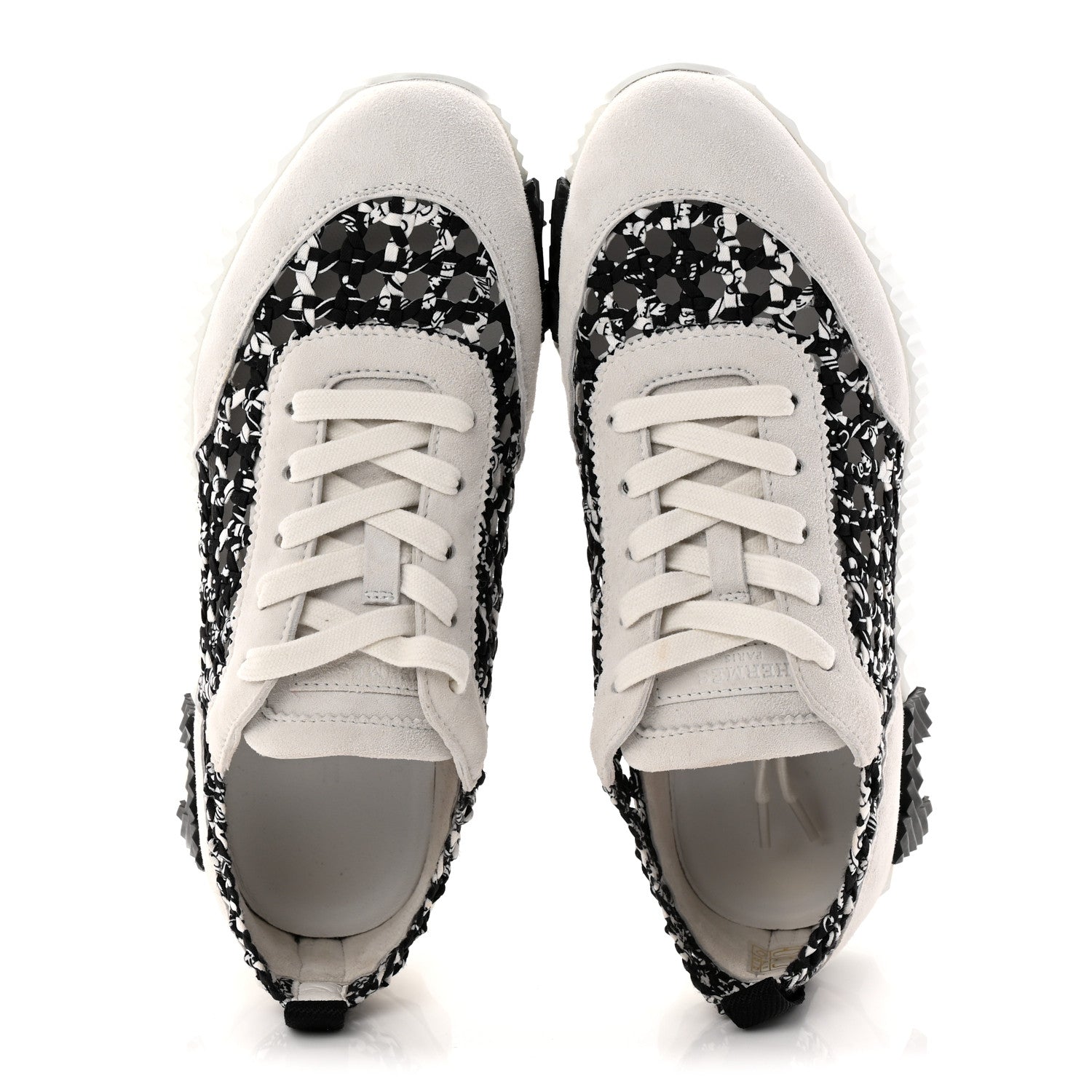 Hermes Braided Silk Sneakers 37.5 Black White 2 of 10