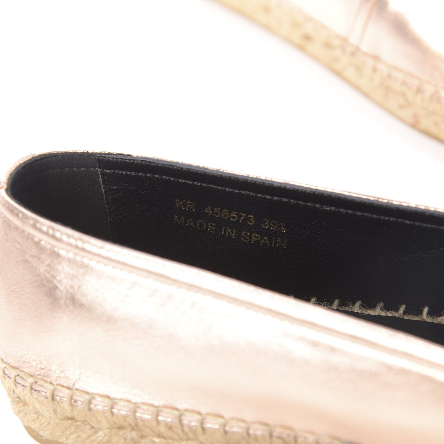 Saint Laurent Metallic Lambskin Monogram Espadrilles 39.5 Blush 9 of 11