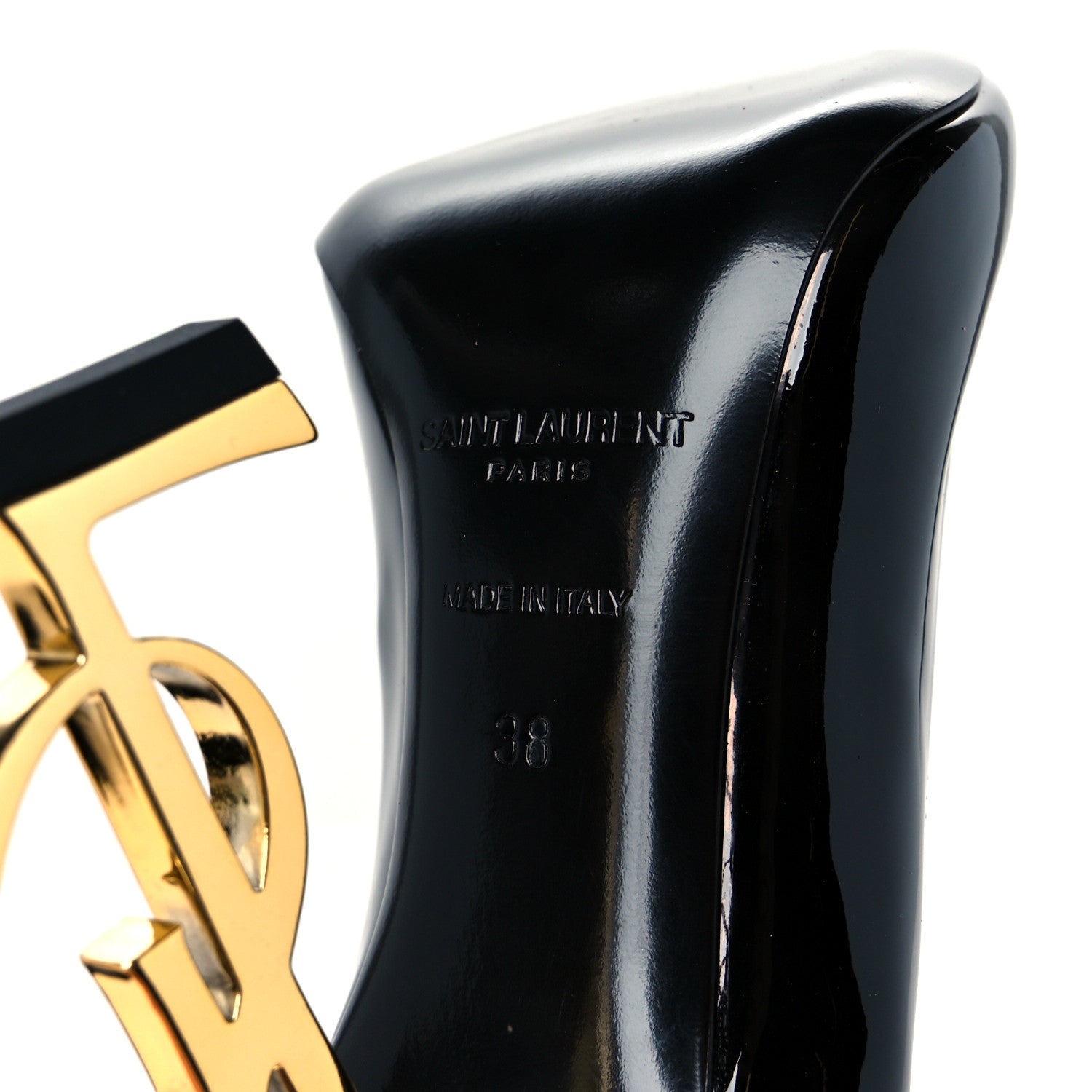 Saint Laurent Patent Opyum 110 Pumps 38 Black Gold 8 of 10