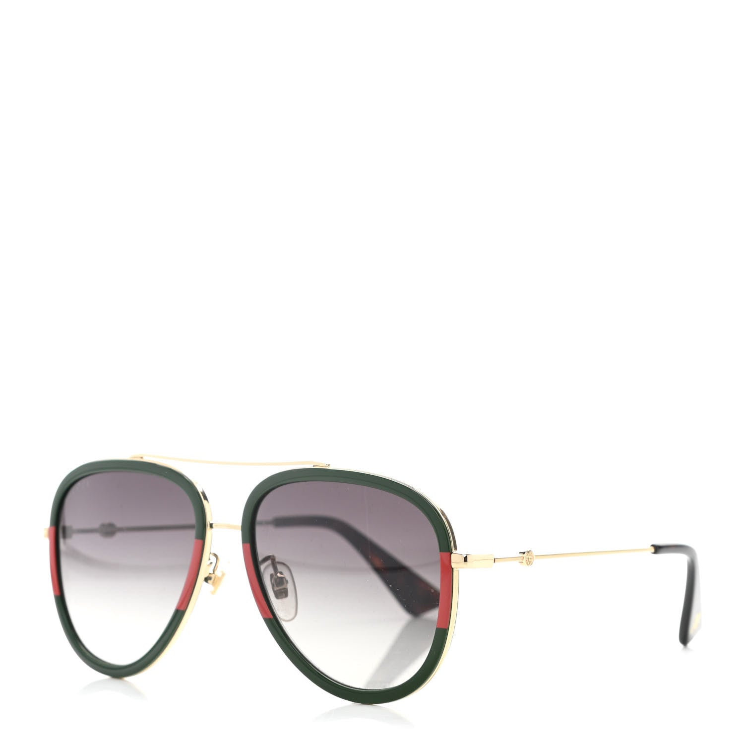 Gucci Web Aviator Sunglasses GG0062S Green Red 1 of 8
