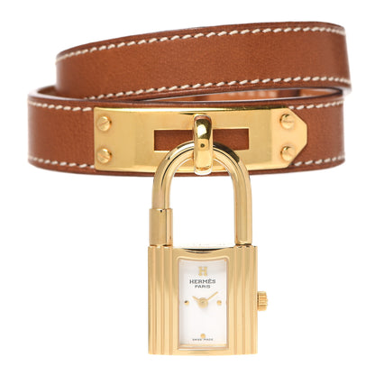 Hermes Stainless Steel Barenia 20mm Kelly Cadena Double Tour Quartz Watch Fauve 1 of 4