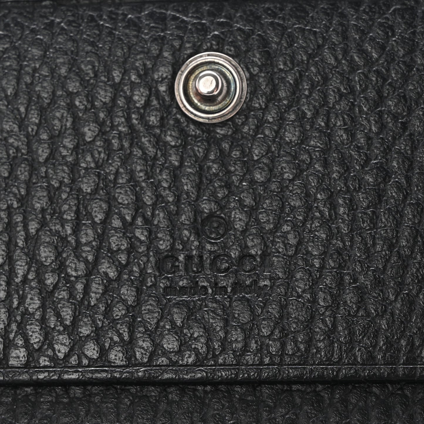 Dollar Calfskin Enamel Monochrome GG Marmont Card Case Black