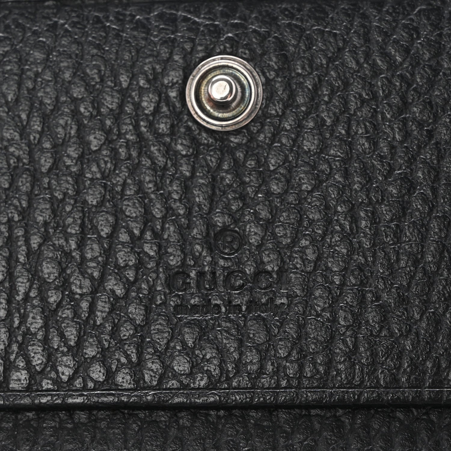 Gucci Dollar Calfskin Enamel Monochrome GG Marmont Card Case Black 6 of 9