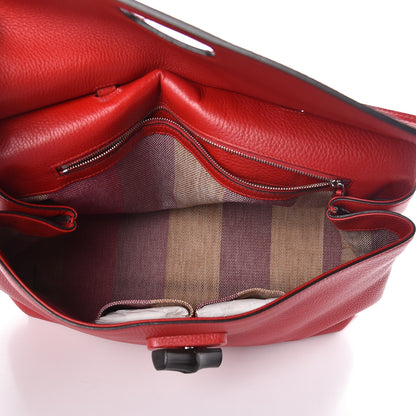 Gucci Pebbled Calfskin Large Bamboo Daily Top Handle Bag Red 5 of 10