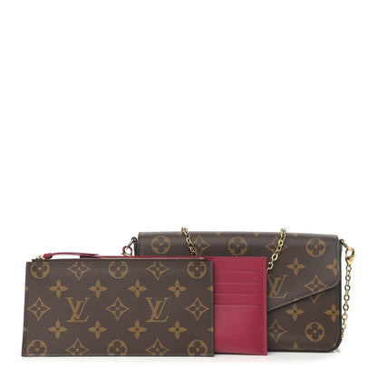 Louis Vuitton Monogram Pochette Felicie Chain Wallet Fuchsia 1 of 11