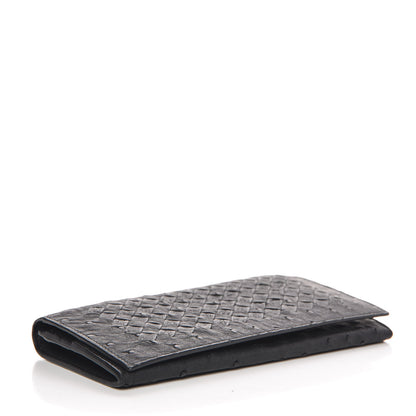 Bottega Veneta Ostrich Intrecciato Flap Wallet Black 4 of 8