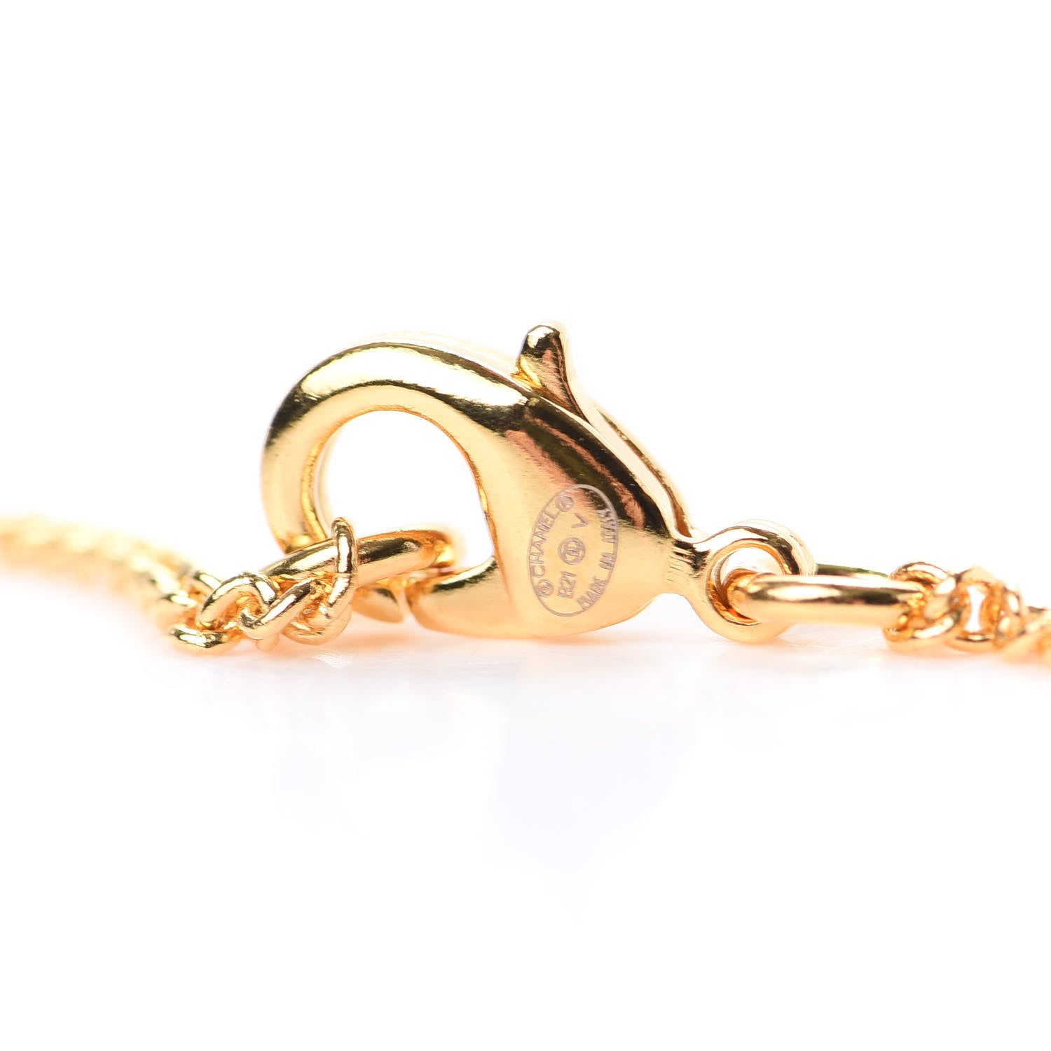 Chanel Metal CC Paris Button Necklace Gold 4 of 5