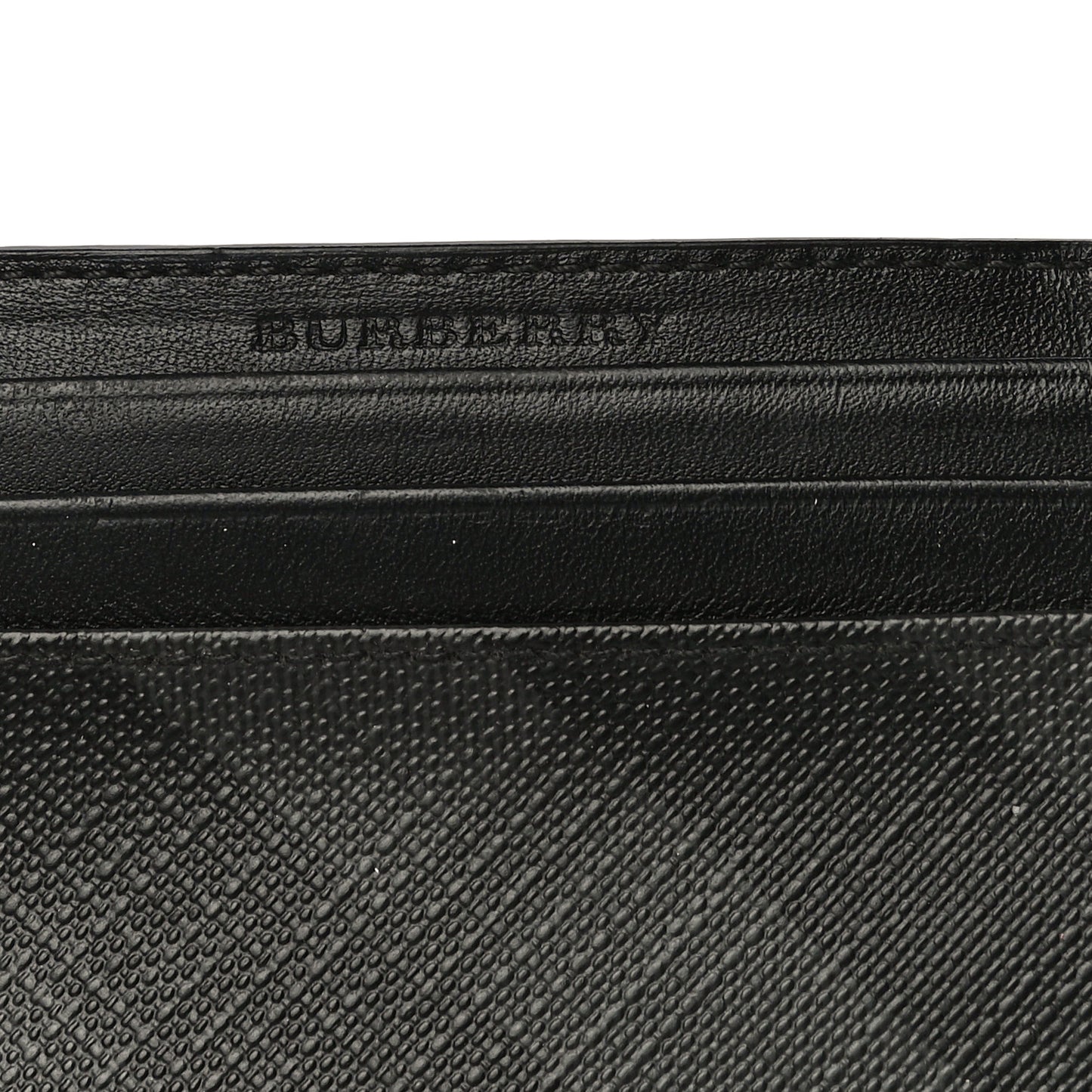 Grained Calfskin London Check Money Clip Card Case Navy Black