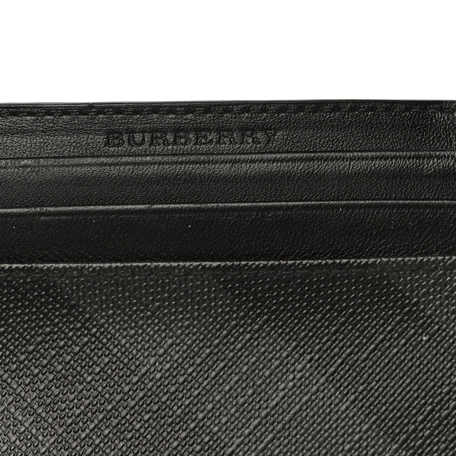 Burberry Grained Calfskin London Check Money Clip Card Case Navy Black 9 of 10