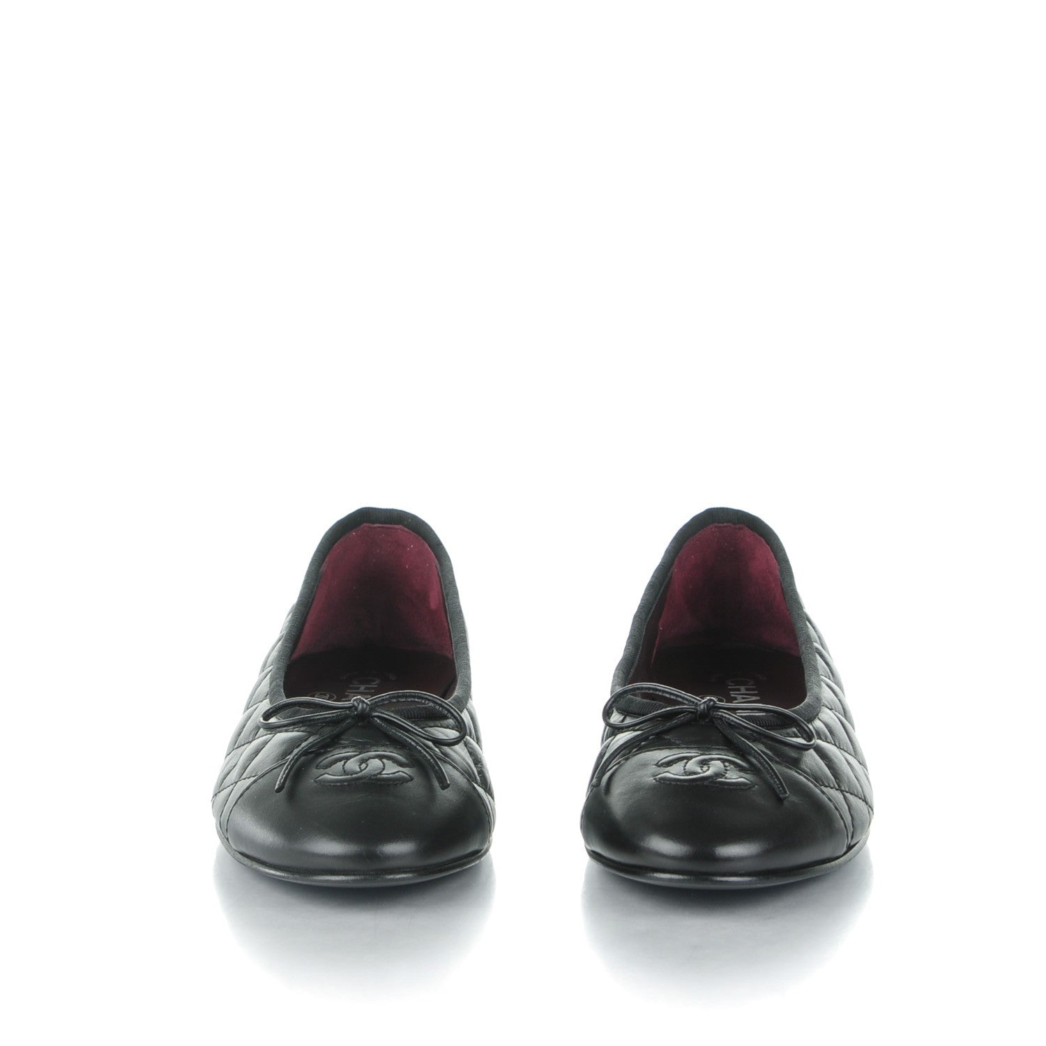 Chanel Aged Calfskin Quilted CC Cap Toe Ballerina Flats 39.5 Black 2 of 7