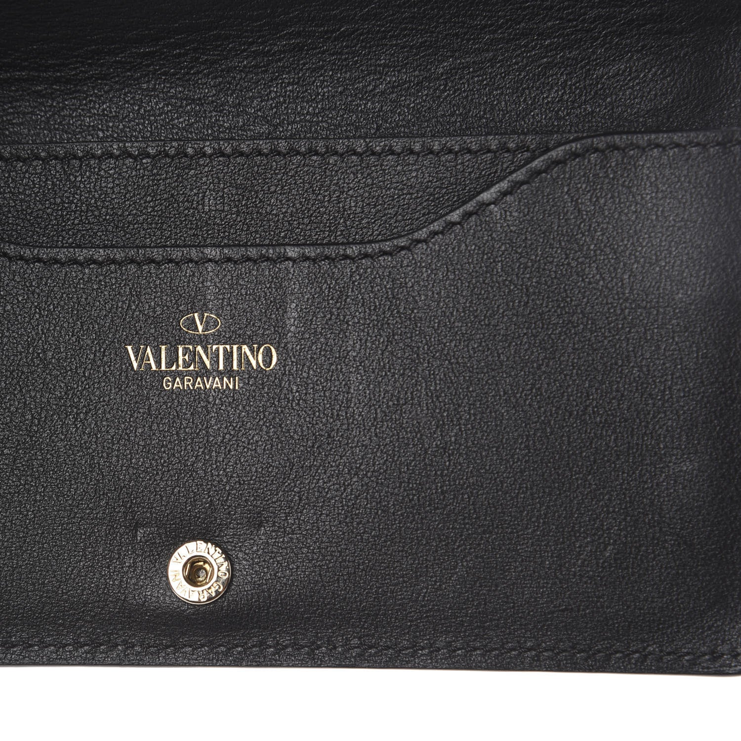 Valentino Garavani Vitello Rockstud Flap Wallet Black 5 of 5
