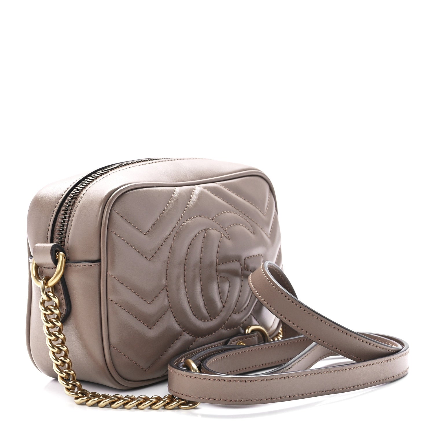 Gucci Calfskin Matelasse Mini GG Marmont Chain Shoulder Bag Porcelain Rose 3 of 12