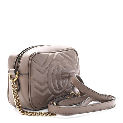 Gucci Calfskin Matelasse Mini GG Marmont Chain Shoulder Bag Porcelain Rose 3 of 12