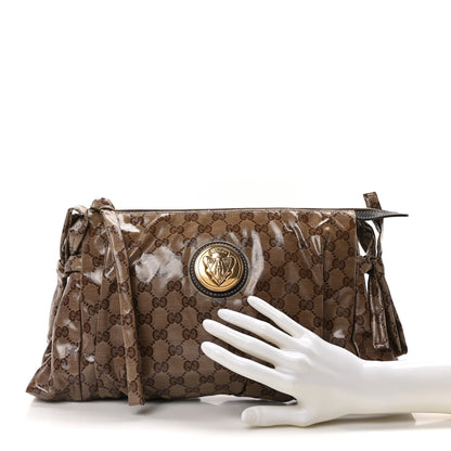 Gucci Crystal Monogram Large Hysteria Clutch Brown 2 of 10