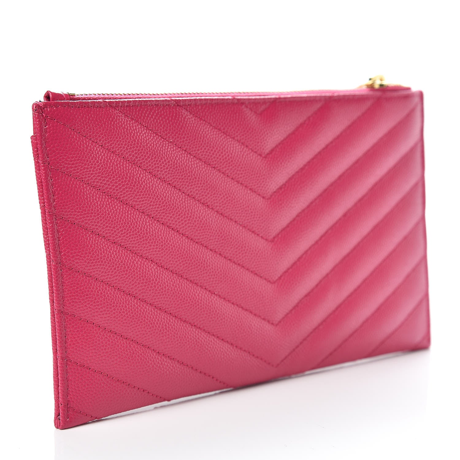 Saint Laurent Grain De Poudre Chevron Monogram Bill Pouch Fresh Fuxia 3 of 9