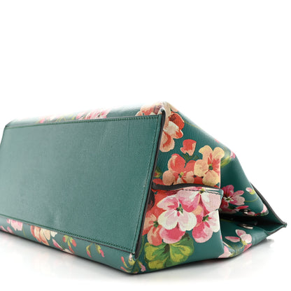 Gucci Shangai Calfskin Blooms Print Medium Bamboo Daily Top Handle Bag Clear Bright Emerald Multicolor 9 of 19