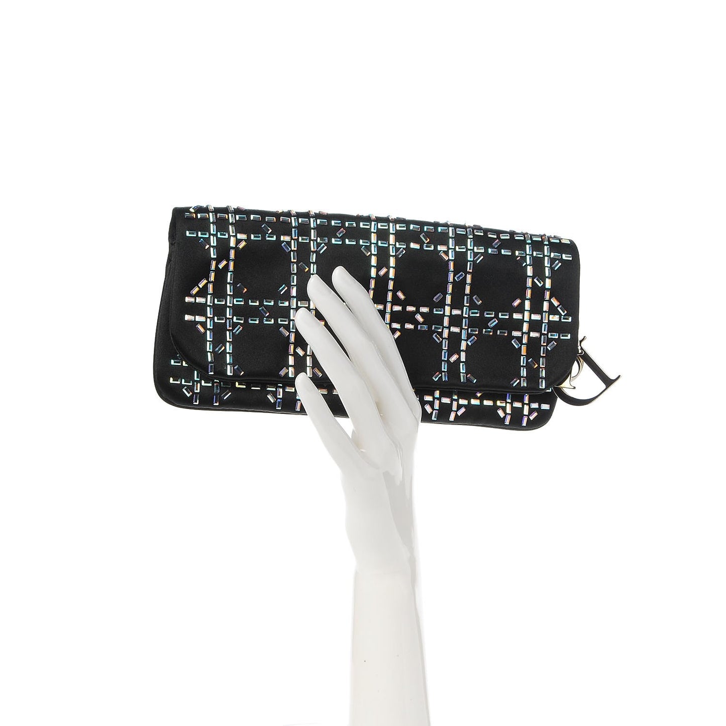 Satin Beaded Clutch Black