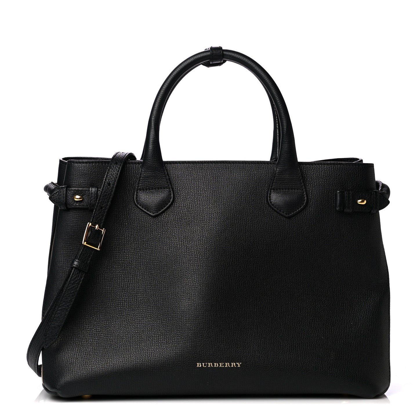 Grainy Calfskin House Check Medium Banner Tote Black