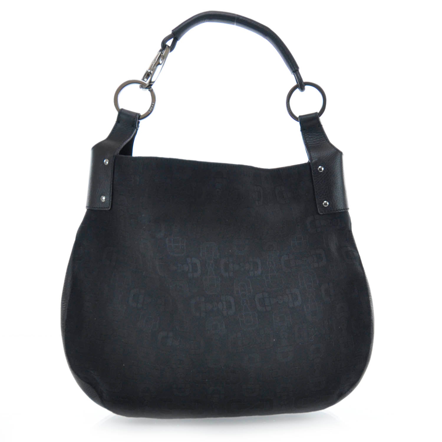 Gucci Canvas Bamboo Horsebit Print Hobo Black 1 of 9