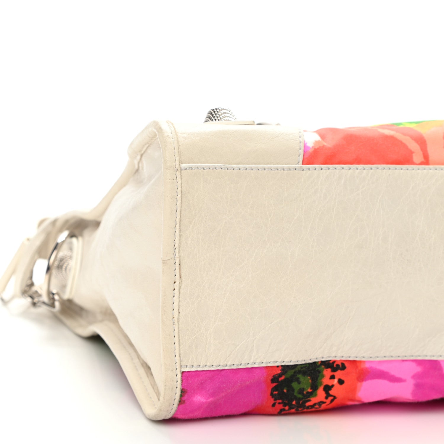 Balenciaga Agneau Canvas Floral Giant 21 Silver Hardware City White 7 of 15