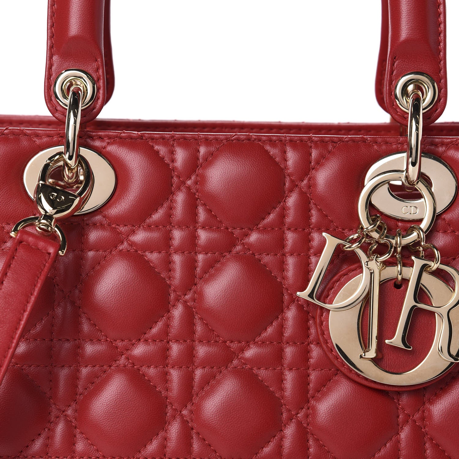 Christian Dior Lambskin Cannage Medium Lady Dior Red 11 of 12