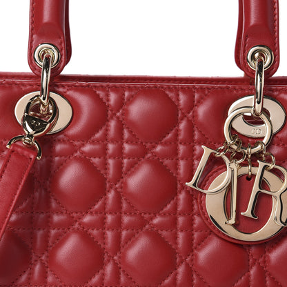 Christian Dior Lambskin Cannage Medium Lady Dior Red 11 of 12