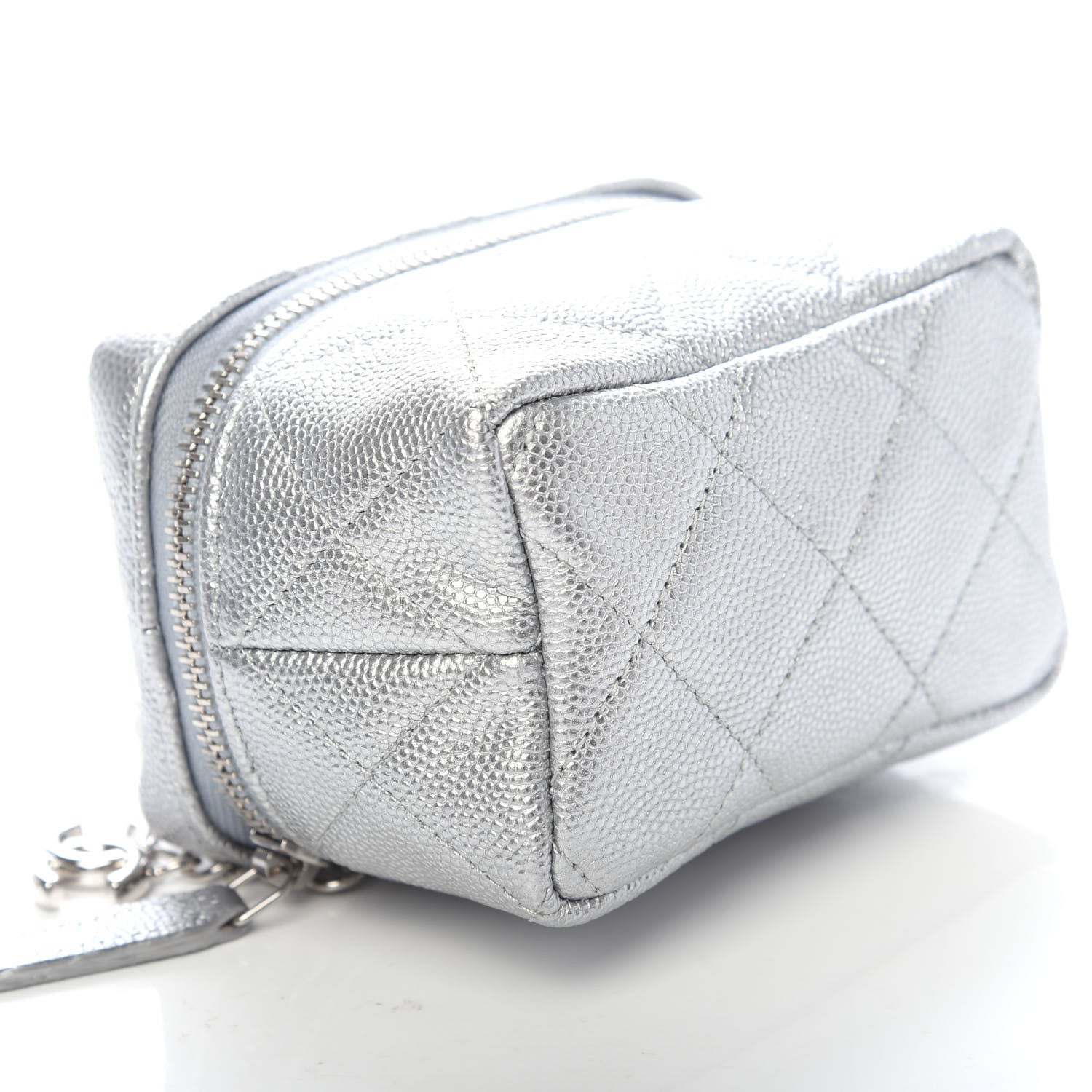Chanel Metallic Caviar Quilted Mini Top Handle Vanity With Chain Silver 8 of 10