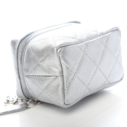 Chanel Metallic Caviar Quilted Mini Top Handle Vanity With Chain Silver 8 of 10
