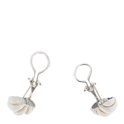 Tiffany Sterling Silver 18K Yellow Gold Rope Dome Earrings 3 of 5
