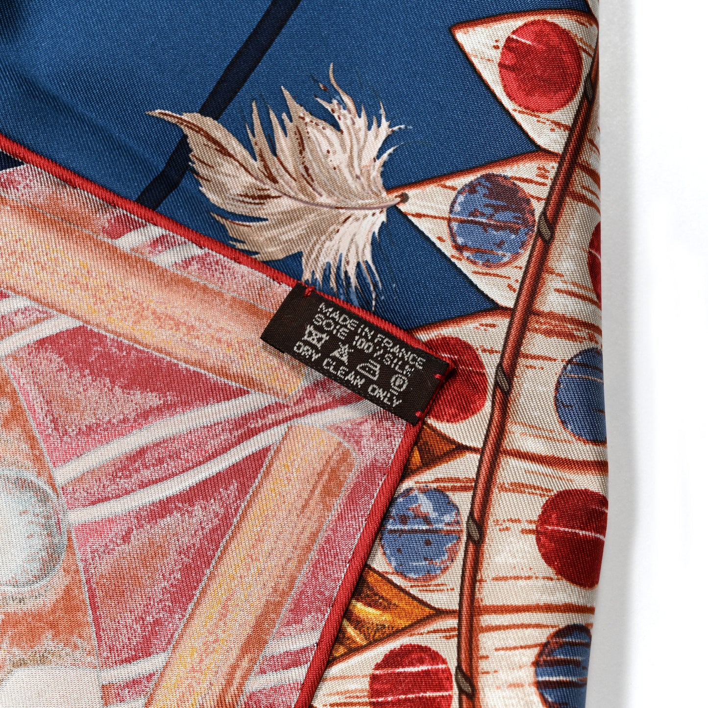 Silk Cosmogonie Apache Scarf 90 Blue Red Multicolor