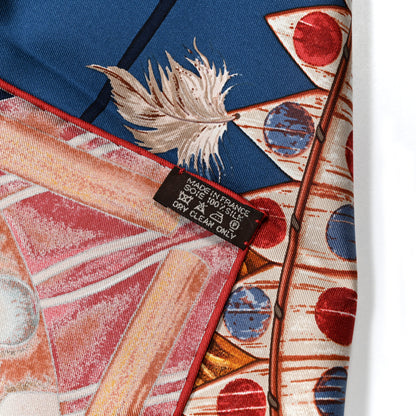 Hermes Silk Cosmogonie Apache Scarf 90 Blue Red Multicolor 2 of 5