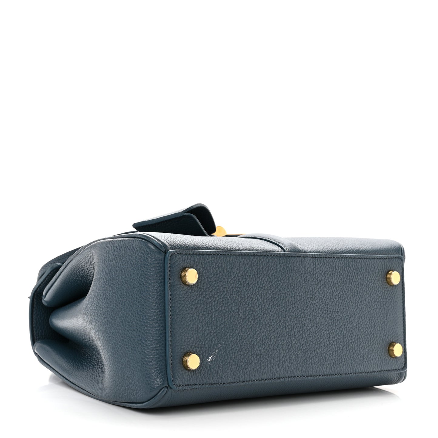 Grained Calfskin Small 16 Top Handle Bag Petrol