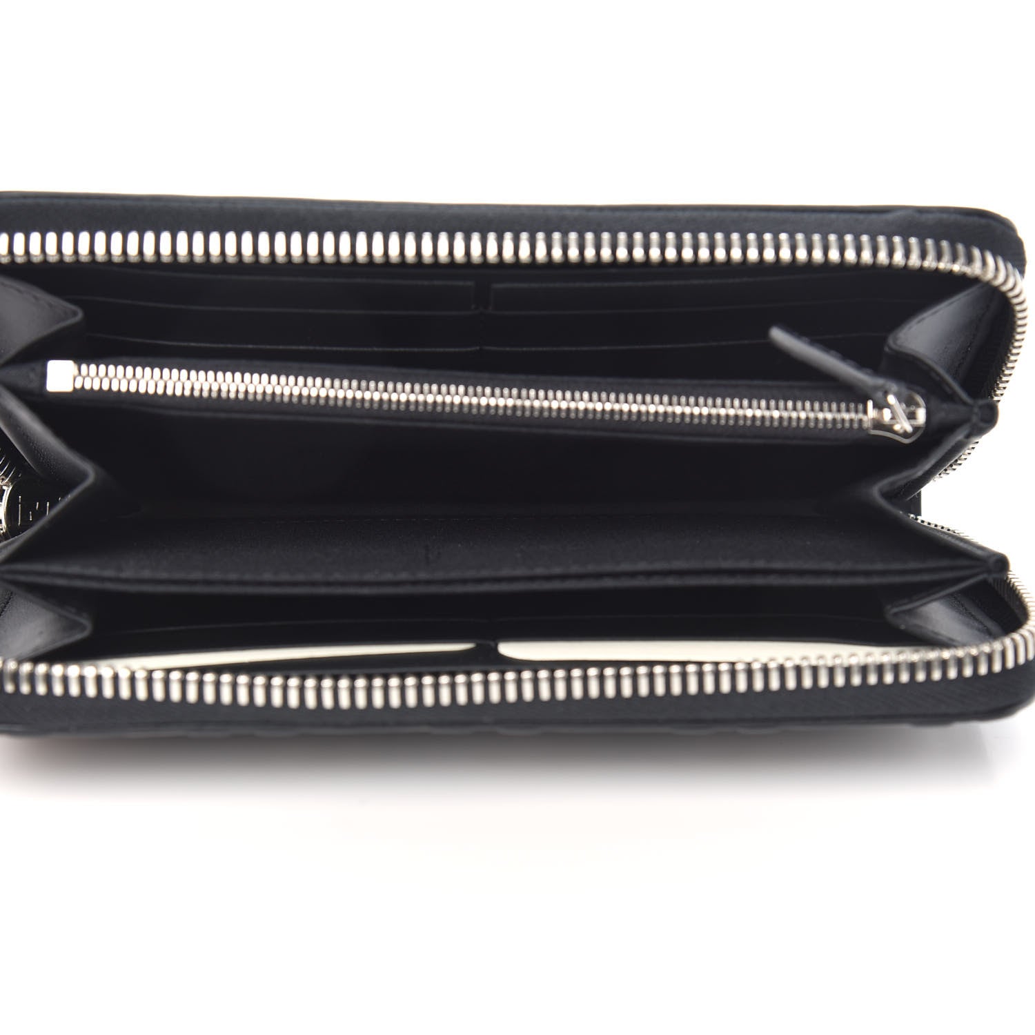Fendi Vitello F is Fendi Bi-Color FF 1974 Embossed Zip Around Wallet Maya Black 5 of 8
