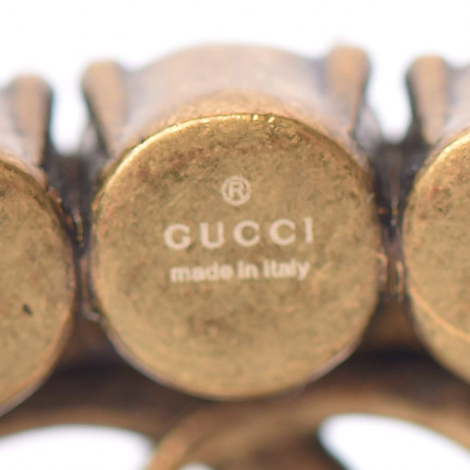 Gucci Metal Crystal Double G Brooch Aged Gold Red 4 of 5