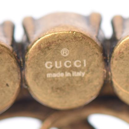 Gucci Metal Crystal Double G Brooch Aged Gold Red 4 of 5