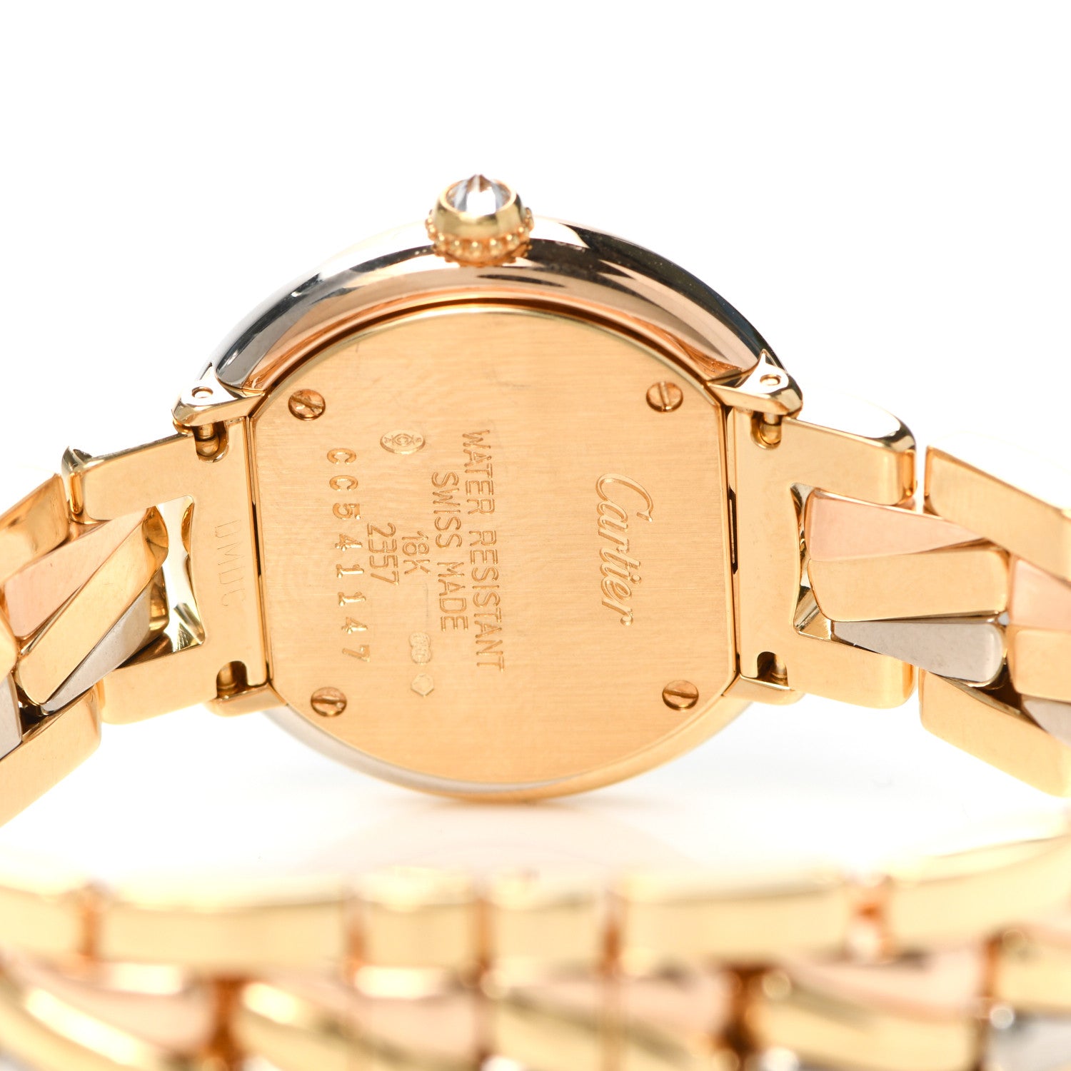 Cartier 18K Pink Yellow White Gold Diamond 27mm Trinity Quartz Watch 4 of 4