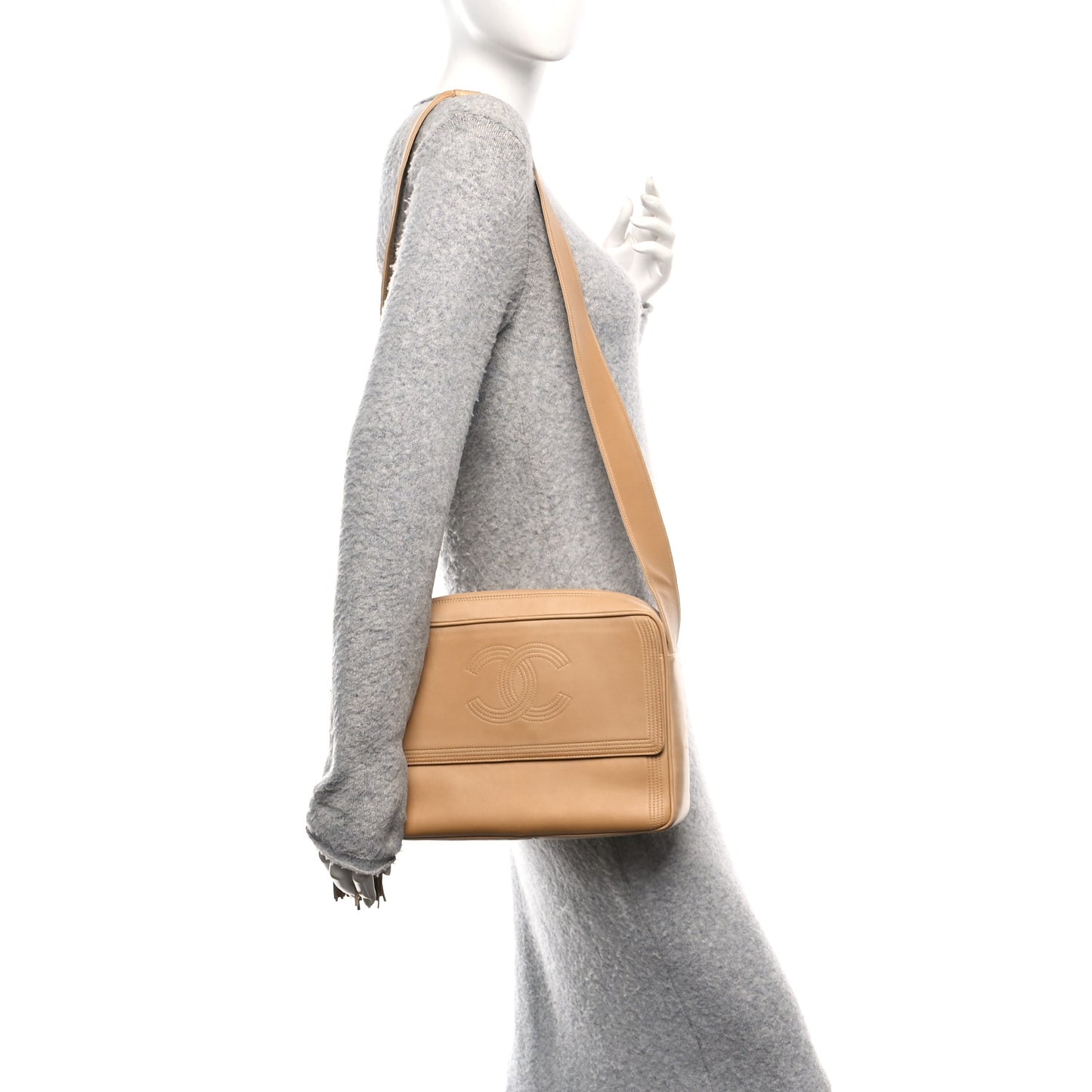 Lambskin Tassel CC Camera Case Beige