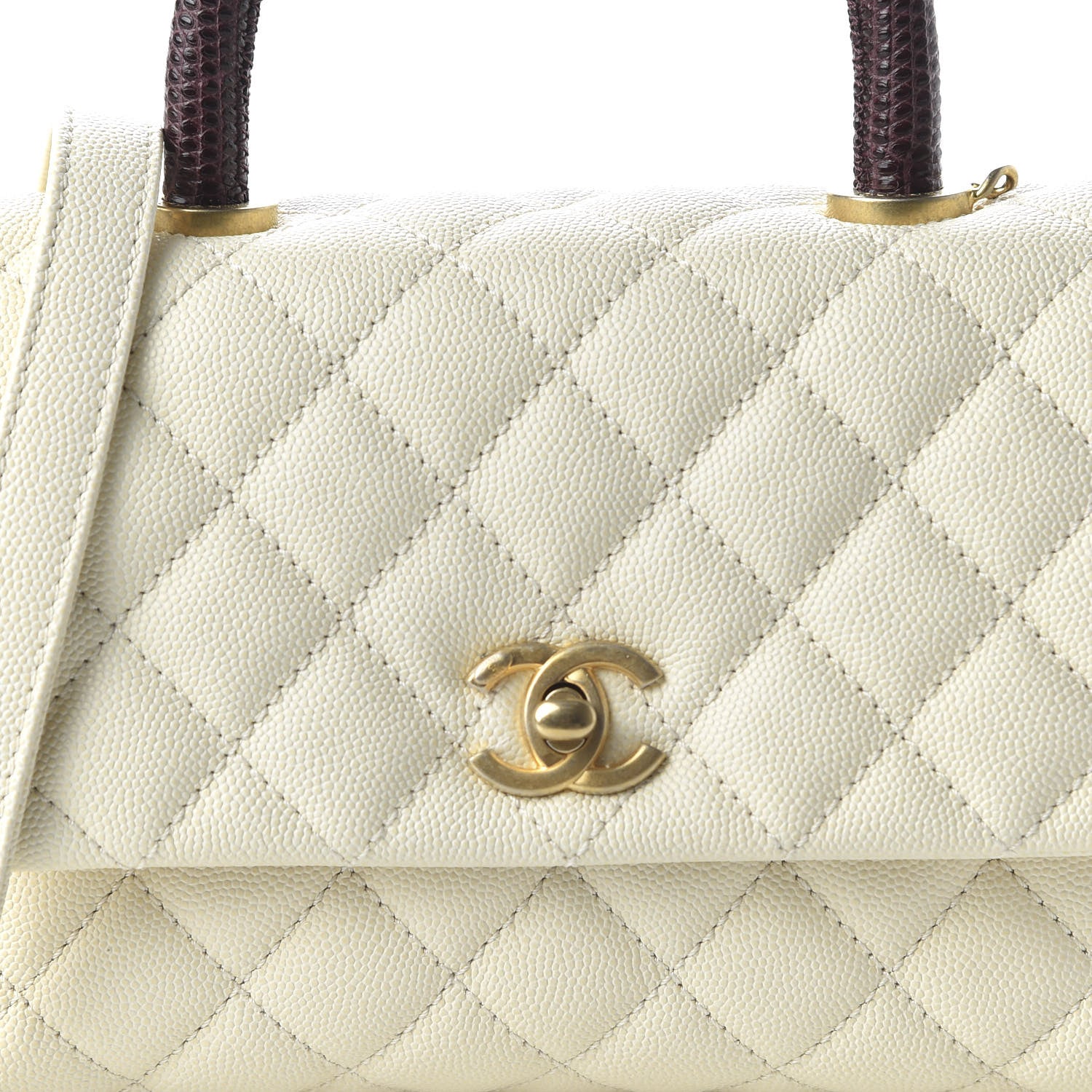 Chanel Caviar Lizard Quilted Mini Coco Handle Flap White 10 of 10