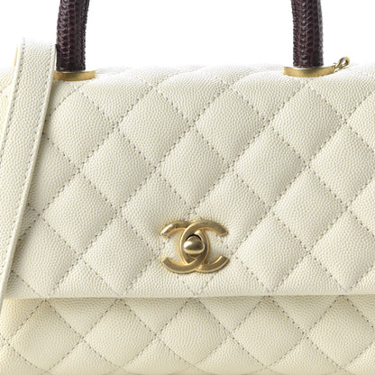 Chanel Caviar Lizard Quilted Mini Coco Handle Flap White 10 of 10