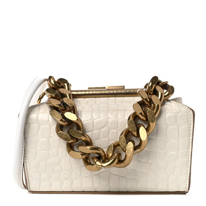 Stella McCartney Crocodile Embossed Structured Shoulder Bag White 1 of 14